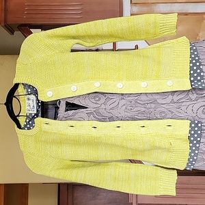 Anthropology Field Flower Knit Cotton Cardigan Sweater size XS yellow 💛 color